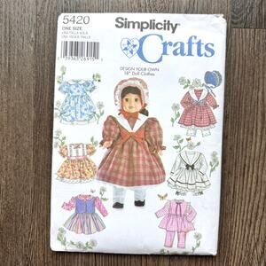 UNCUT Vintage Y2K Simplicity 5420 Sewing Pattern 18" Doll Clothes Make Your Own